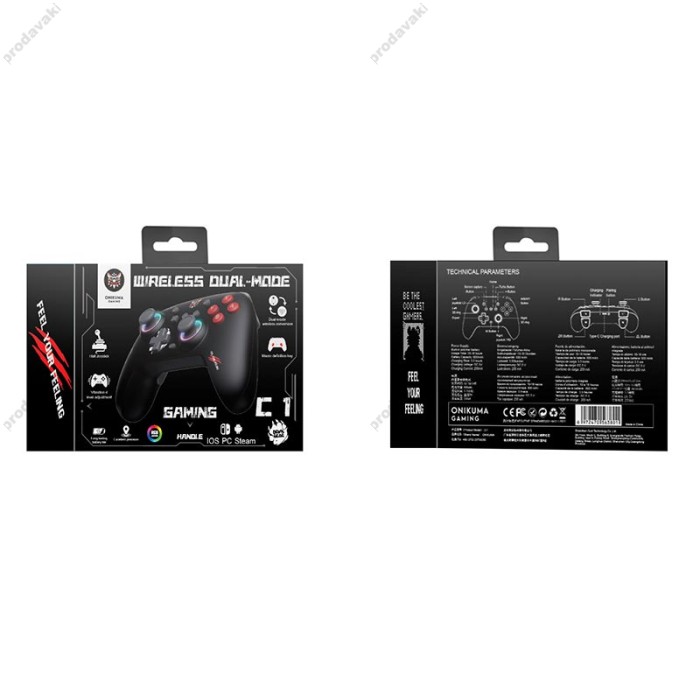 Джойстик ігровий контролер Onikuma C1 wireless gamepad 3D axis RGB 8h Black
